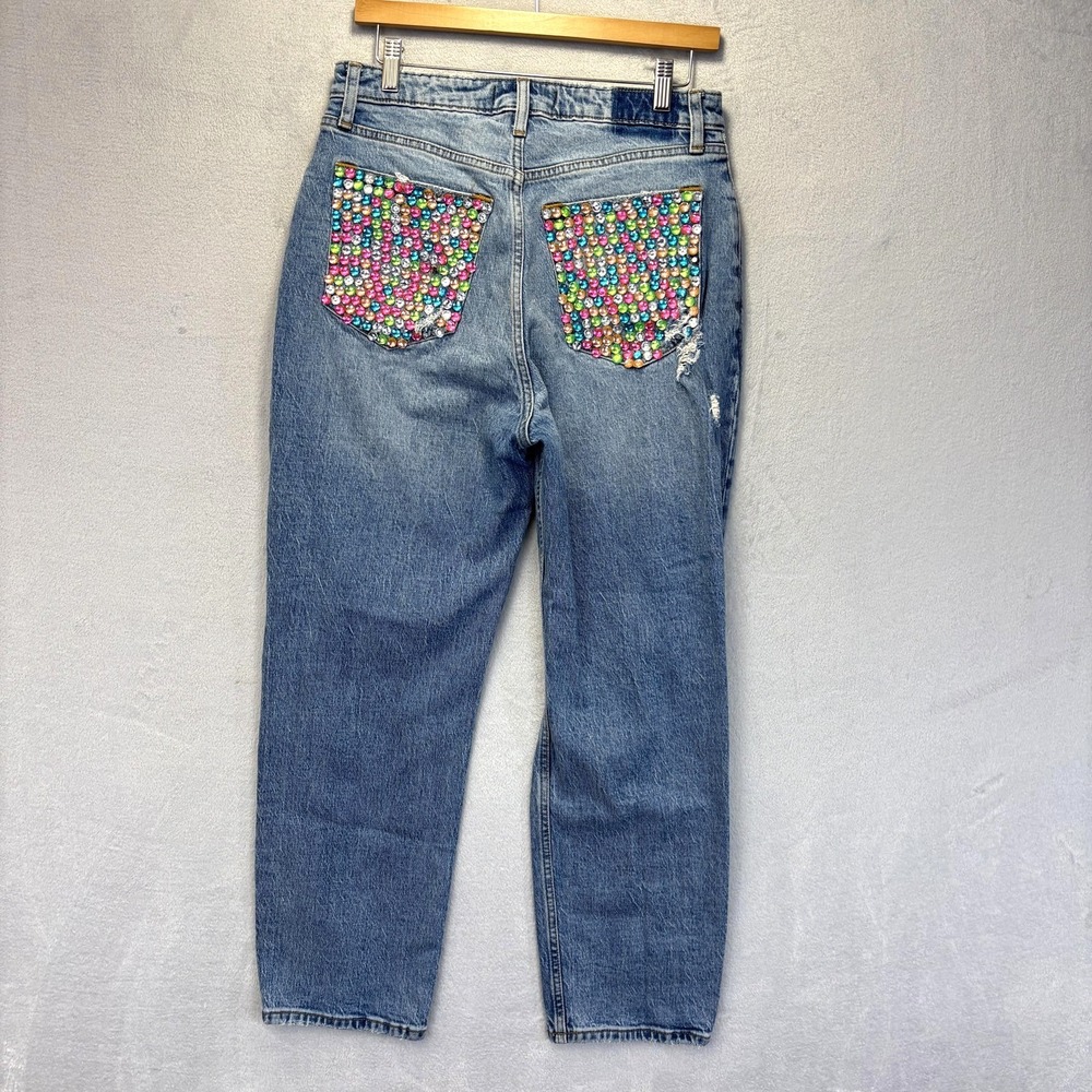 Abercrombie & Fitch The Dad High Rise Bedazzled Jeans Womens 29 8S 8 Short Curve